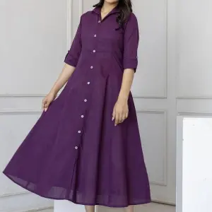 Nayo Shirt Collar Cotton Midi Dress